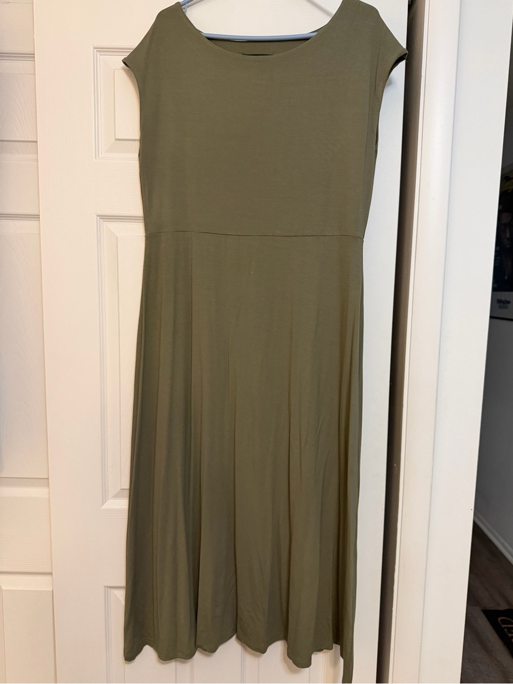 Banana Republic Women's Olive Green Cap-Sleeve A-Line Dress